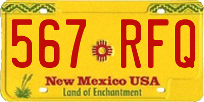 NM license plate 567RFQ