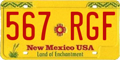 NM license plate 567RGF