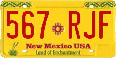 NM license plate 567RJF