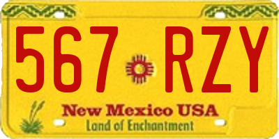 NM license plate 567RZY