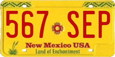 NM license plate 567SEP