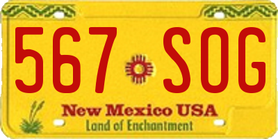 NM license plate 567SOG