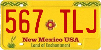 NM license plate 567TLJ