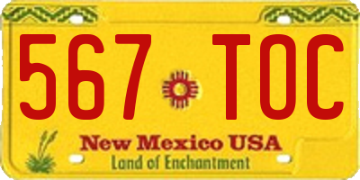 NM license plate 567TOC