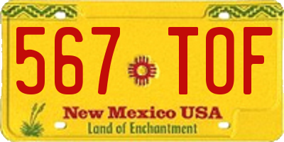 NM license plate 567TOF