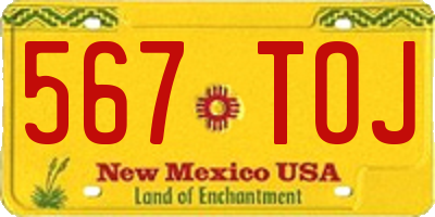 NM license plate 567TOJ