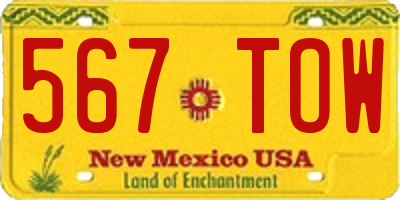NM license plate 567TOW