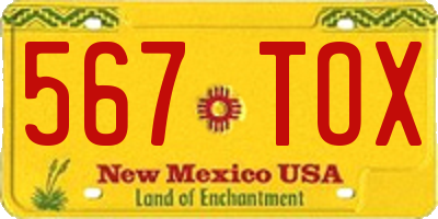 NM license plate 567TOX