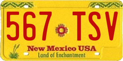 NM license plate 567TSV