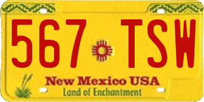 NM license plate 567TSW