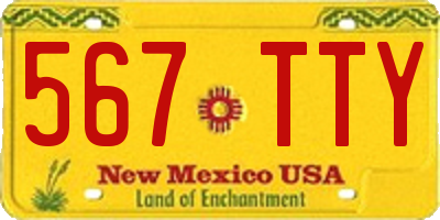NM license plate 567TTY