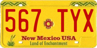 NM license plate 567TYX