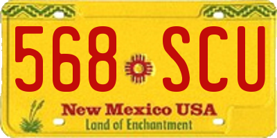 NM license plate 568SCU