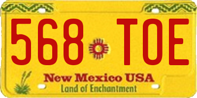 NM license plate 568TOE