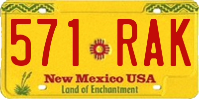 NM license plate 571RAK