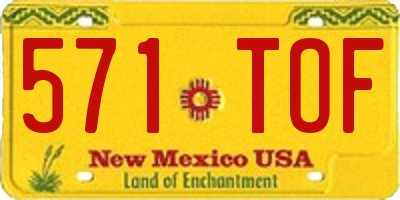 NM license plate 571TOF