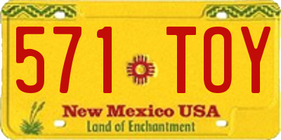 NM license plate 571TOY
