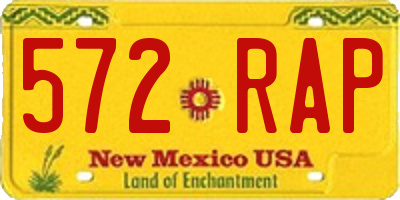 NM license plate 572RAP