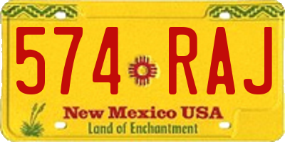 NM license plate 574RAJ