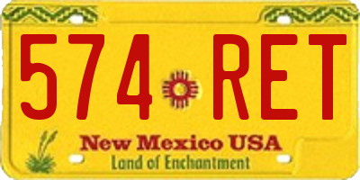 NM license plate 574RET