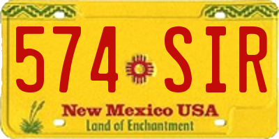 NM license plate 574SIR