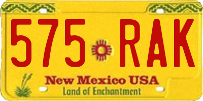 NM license plate 575RAK