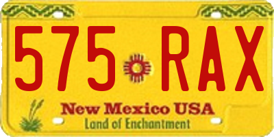 NM license plate 575RAX