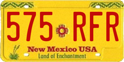 NM license plate 575RFR