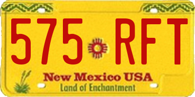NM license plate 575RFT