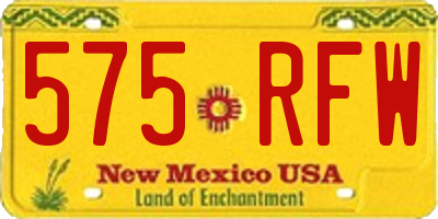 NM license plate 575RFW