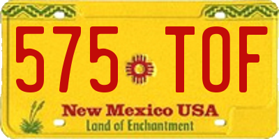NM license plate 575TOF