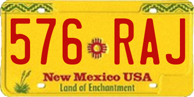 NM license plate 576RAJ