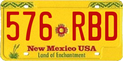 NM license plate 576RBD