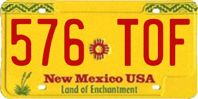 NM license plate 576TOF