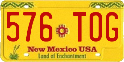 NM license plate 576TOG