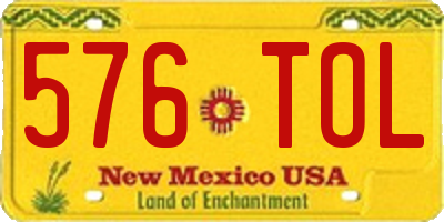 NM license plate 576TOL