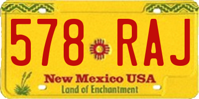 NM license plate 578RAJ