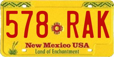 NM license plate 578RAK