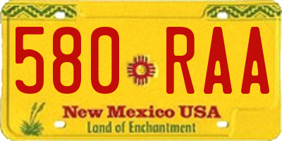 NM license plate 580RAA