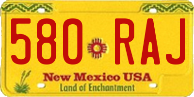 NM license plate 580RAJ