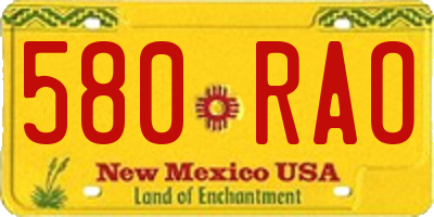 NM license plate 580RAO