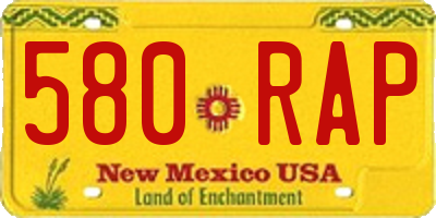 NM license plate 580RAP