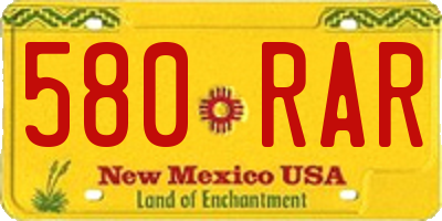 NM license plate 580RAR