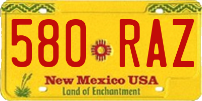 NM license plate 580RAZ