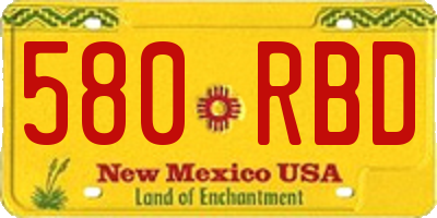 NM license plate 580RBD