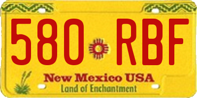 NM license plate 580RBF
