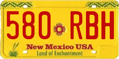 NM license plate 580RBH