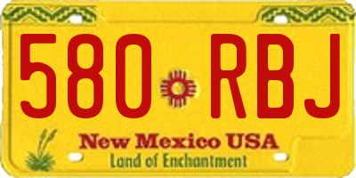 NM license plate 580RBJ