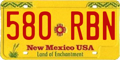 NM license plate 580RBN