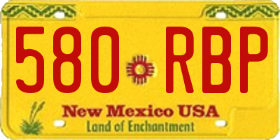 NM license plate 580RBP